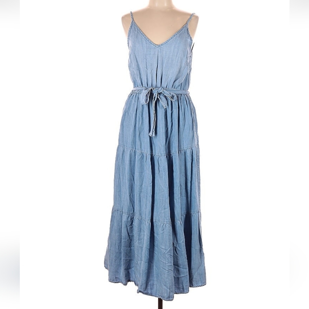 Anthropologie Light Blue Chambray Maxi Dress